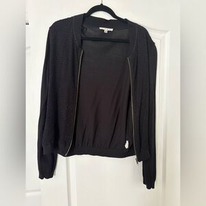 Black Zip-Up Cardigan